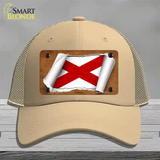 Alabama Flag Scroll Novelty License Plate Hat Mesh / Khaki