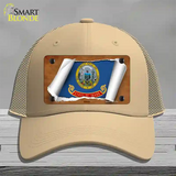 Idaho Flag Scroll Novelty License Plate Hat Mesh / Khaki