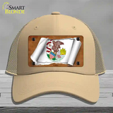 Illinois Flag Scroll Novelty License Plate Hat Mesh / Khaki