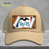 Iowa Flag Scroll Novelty License Plate Hat Mesh / Khaki