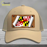 Maryland Flag Scroll Novelty License Plate Hat Mesh / Khaki