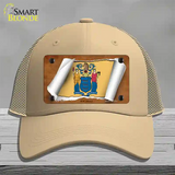 New Jersey Flag Scroll Novelty License Plate Hat Mesh / Khaki