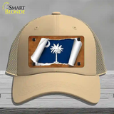 South Carolina Flag Scroll Novelty License Plate Hat Mesh / Khaki