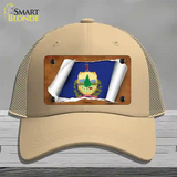 Vermont Flag Scroll Novelty License Plate Hat Mesh / Khaki