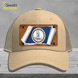 Virginia Flag Scroll Novelty License Plate Hat Mesh / Khaki