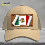 Mexico Flag Scroll Novelty License Plate Hat Mesh / Khaki