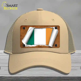 Ireland Flag Scroll Novelty License Plate Hat Mesh / Khaki