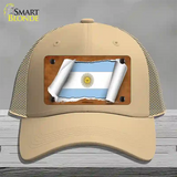 Argentina Flag Scroll Novelty License Plate Hat Mesh / Khaki