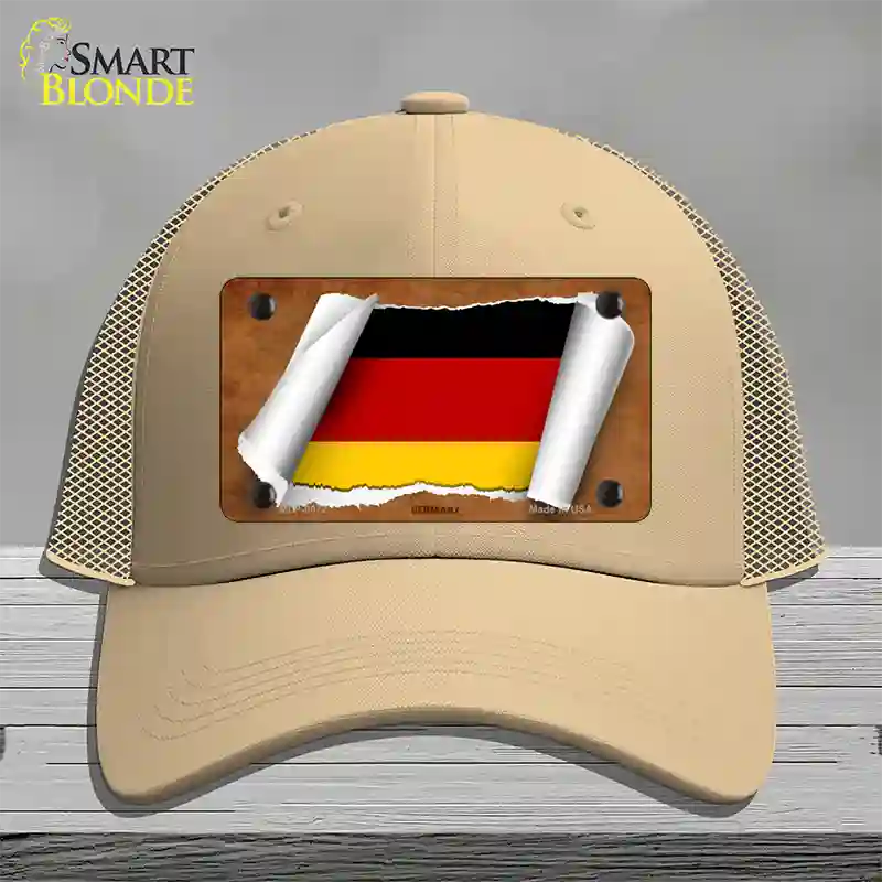 Germany Flag Scroll Novelty License Plate Hat Mesh / Khaki