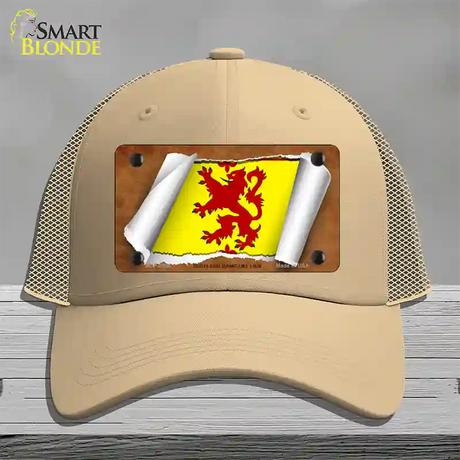 Scotland Rampant Lion Flag Scroll Novelty License Plate Hat Mesh / Khaki