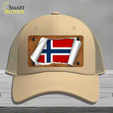 Norway Flag Scroll Novelty License Plate Hat Mesh / Khaki