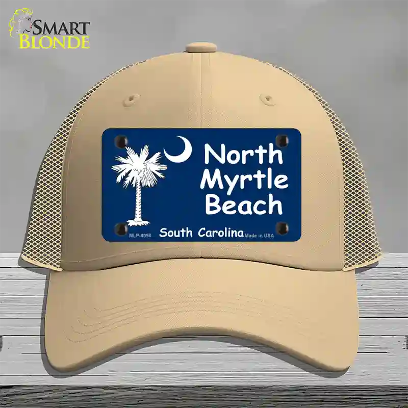 North Myrtle Beach Flag Novelty License Plate Hat Mesh / Khaki