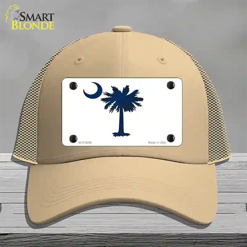 South Carolina White State Flag Novelty License Plate Hat Mesh / Khaki