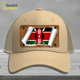 Kenya Flag Scroll Novelty License Plate Hat Mesh / Khaki