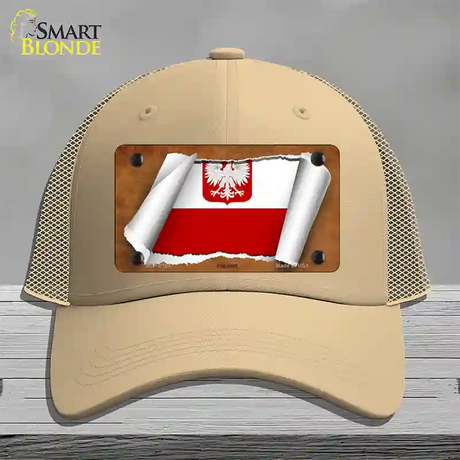 Poland/Eagle Flag Scroll Novelty License Plate Hat Mesh / Khaki