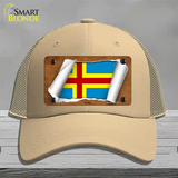 Aland Flag Scroll Novelty License Plate Hat Mesh / Khaki