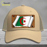 Algeria Flag Scroll Novelty License Plate Hat Mesh / Khaki