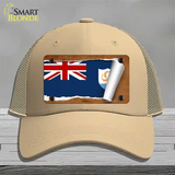 Anguilla Flag Scroll Novelty License Plate Hat Mesh / Khaki