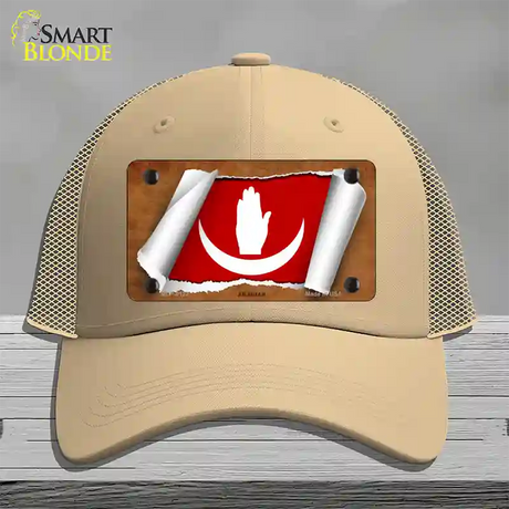 Anjouan Flag Scroll Novelty License Plate Hat Mesh / Khaki