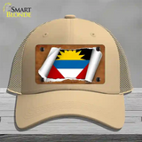 Antigua & Barbuda Flag Scroll Novelty License Plate Hat Mesh / Khaki