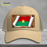 Burkina Faso Flag Scroll Novelty License Plate Hat Mesh / Khaki