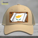 Cyprus Flag Scroll Novelty License Plate Hat Mesh / Khaki