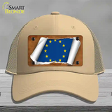 European Union Flag Scroll Novelty License Plate Hat Mesh / Khaki