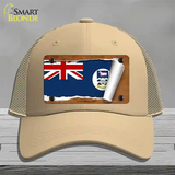 Falkland Islands Flag Scroll Novelty License Plate Hat Mesh / Khaki