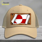 Greenland Flag Scroll Novelty License Plate Hat Mesh / Khaki