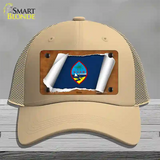 Guam Flag Scroll Novelty License Plate Hat Mesh / Khaki