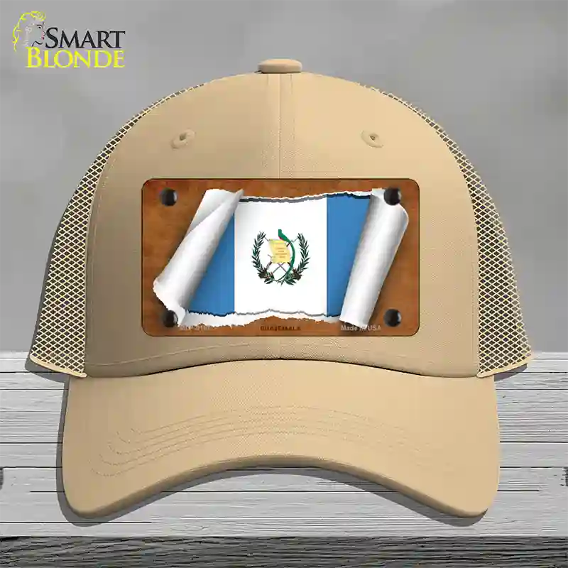 Guatemala Country Flag Scroll Novelty License Plate Hat Mesh / Khaki