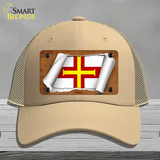 Guernsey Flag Scroll Novelty License Plate Hat Mesh / Khaki