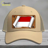 Indonesia Flag Scroll Novelty License Plate Hat Mesh / Khaki