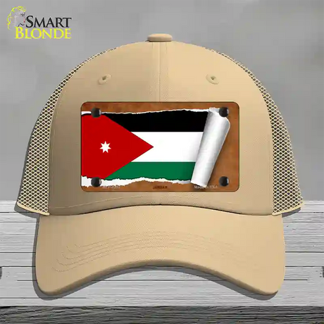 Jordan Flag Scroll Novelty License Plate Hat Mesh / Khaki