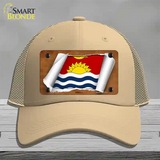 Kiribati Flag Scroll Novelty License Plate Hat Mesh / Khaki