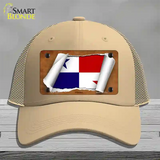 Panama Flag Scroll Novelty License Plate Hat Mesh / Khaki