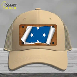 Micronesia Flag Scroll Novelty License Plate Hat Mesh / Khaki