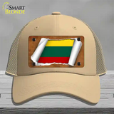 Lithuania Flag Scroll Novelty License Plate Hat Mesh / Khaki