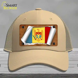 Moldova Flag Scroll Novelty License Plate Hat Mesh / Khaki