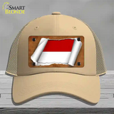 Monaco Flag Scroll Novelty License Plate Hat Mesh / Khaki