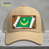 Mauritania Flag Scroll Novelty License Plate Hat Mesh / Khaki