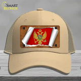 Montenegro Flag Scroll Novelty License Plate Hat Mesh / Khaki