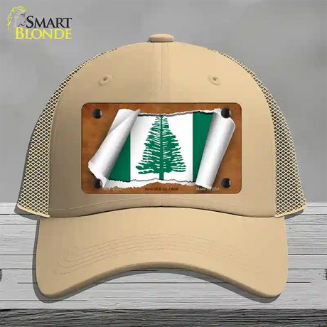 Norfolk Islands Flag Scroll Novelty License Plate Hat Mesh / Khaki