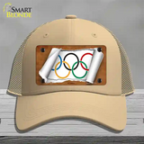 Olympic Flag Scroll Novelty License Plate Hat Mesh / Khaki