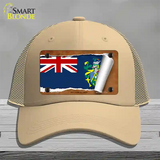 Pitcairn Islands Flag Scroll Novelty License Plate Hat Mesh / Khaki