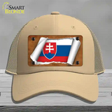 Slovakia Flag Scroll Novelty License Plate Hat Mesh / Khaki