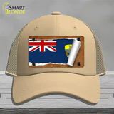 St Helena Flag Scroll Novelty License Plate Hat Mesh / Khaki