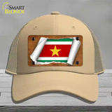 Suriname Flag Scroll Novelty License Plate Hat Mesh / Khaki