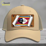 Swaziland Flag Scroll Novelty License Plate Hat Mesh / Khaki