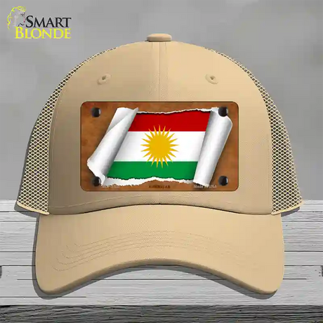 Kurdistan Flag Scroll Novelty License Plate Hat Mesh / Khaki